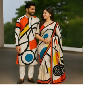 Eid Couple's Sharee and Panjabi Set - Elegant Traditional Attire
