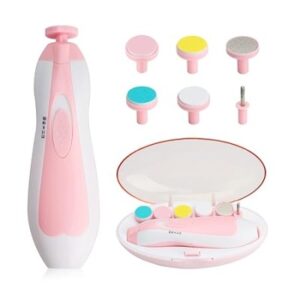 Electric Baby Nail Trimmer Kit with LED Light - Safe Battery-Operated Pink Clippers