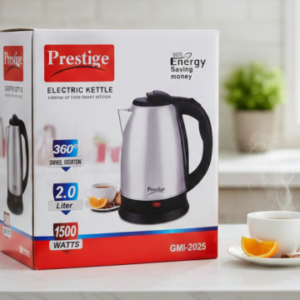 Electric Kettle 1500W 2L – Prestige GMI-2025 Premium Stainless Steel Design