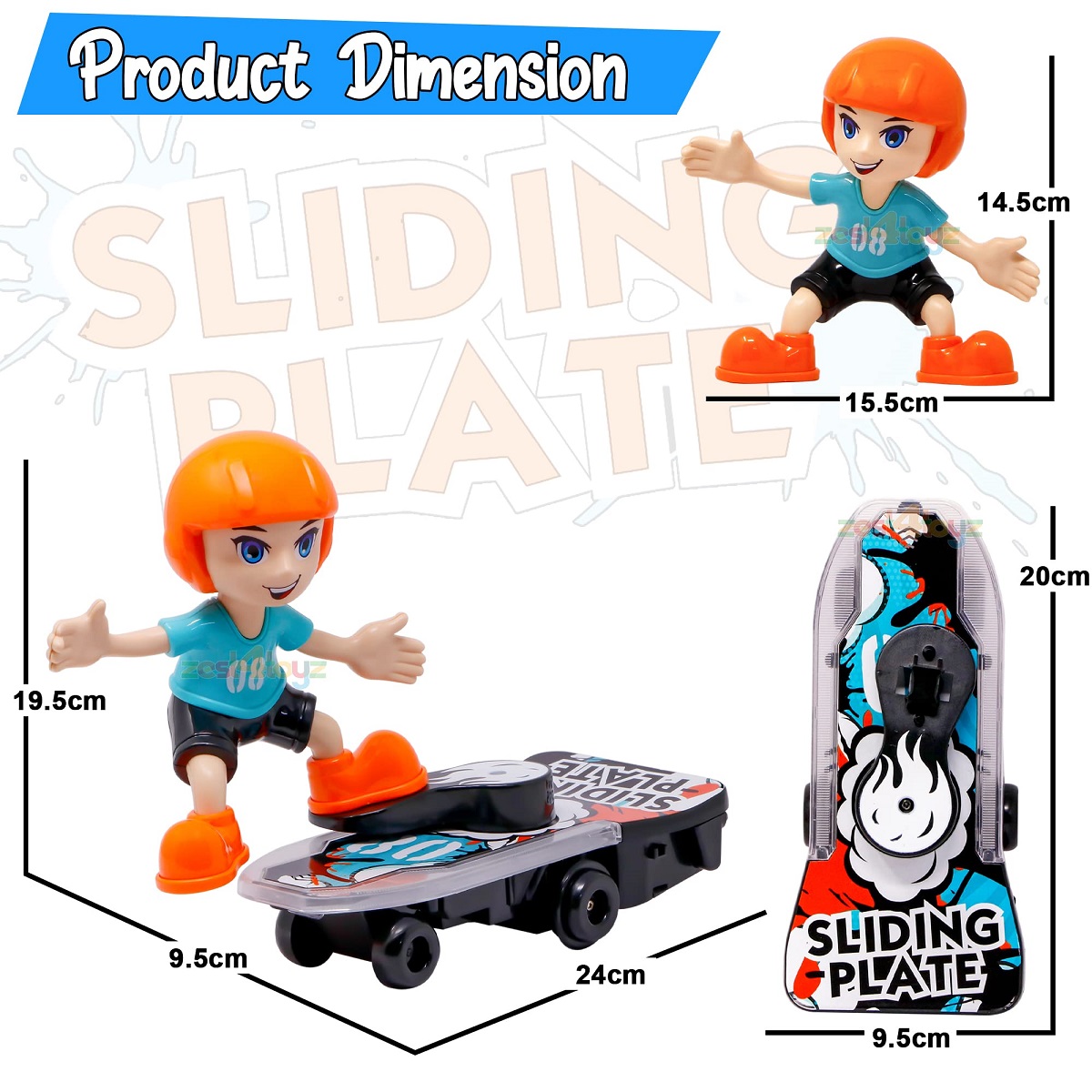 Electronic Stunt Skateboard for Kids with Music & Lights - Multicolor % Electronic Stunt Skateboard for Kids with Music & Lights - Multicolor