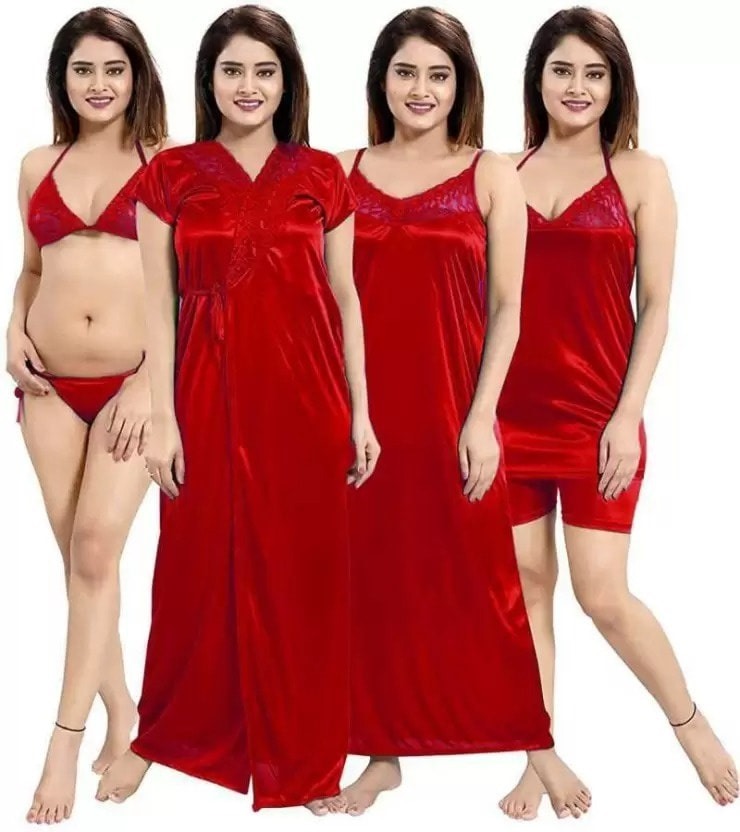 Elegant 6-Piece Women's Nightwear Set for Comfortable Sleep % Elegant 6-Piece Women's Nightwear Set for Comfortable Sleep