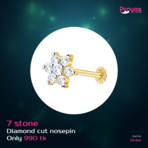 Elegant 7-Stone Diamond Cut Zirconia Round Nose Pin with Gift Box