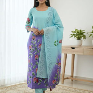 Elegant Block Print 3-Piece Set – Stylish & Comfortable Ensemble