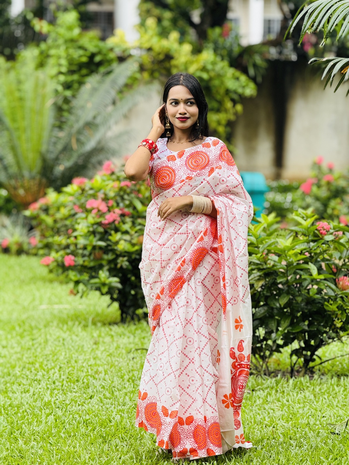 Elegant Boishakhi Saree Set with Blouse Piece - Festive Traditional Wear % Elegant Boishakhi Saree Set with Blouse Piece - Festive Traditional Wear