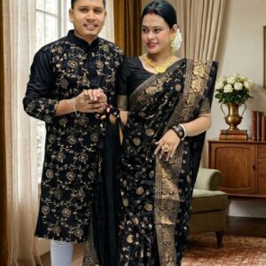 Elegant Couple Sharee and Panjabi Set with Blouse Piece for Special Occasions