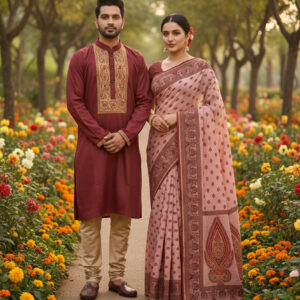 Elegant Couple Sharee Set - Premium Fabric for Coordinated Style