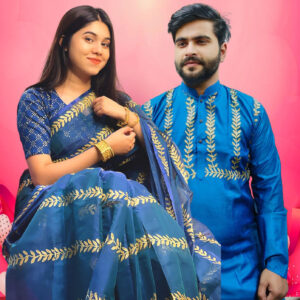 Elegant Couple's Panjabi and Sharee Set - Perfect for Festive Occasions