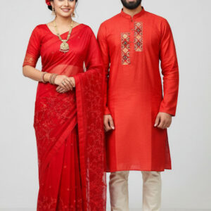 Elegant Couple's Panjabi and Sharee Set - Premium Quality Traditional Attire