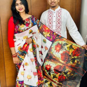 Elegant Couple's Panjabi Set with Blouse Piece for Traditional Attire