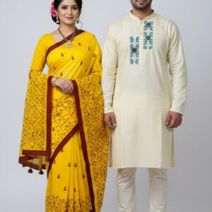 Elegant Couple's Premium Sharee and Panjabi Set for Special Occasions