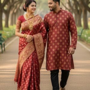 Elegant Couple's Sharee and Panjabi Set for Special Occasions