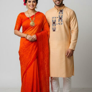 Elegant Couple's Sharee and Panjabi Set for Special Occasions