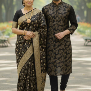 Elegant Couple's Sharee and Panjabi Set for Stylish Occasions