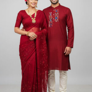 Elegant Couple's Sharee and Panjabi Set - Premium Quality Traditional Attire