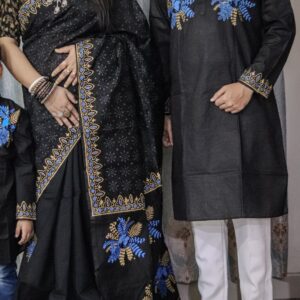 Elegant Couple's Sharee and Panjabi Set - Traditional Ethnic Wear for Him & Her