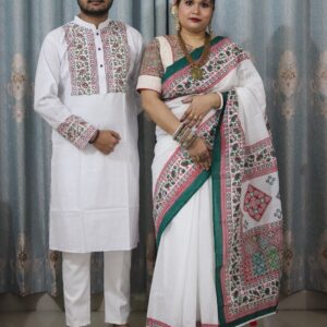 Elegant Couple's Sharee Panjabi Set - Stylish Traditional Wear for Him and Her