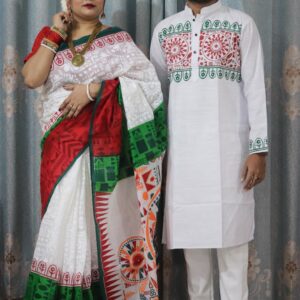 Elegant Couple's Sharee Panjabi Set Without Blouse – Perfect for Festivities