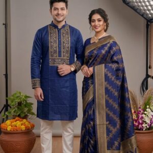 Elegant Couple's Sharee Set - Premium Quality Ethnic Wear for Special Occasions