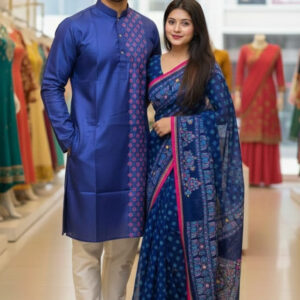 Elegant Couple's Sharee Set – Premium Quality Traditional Attire for Him & Her