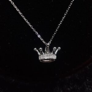 Elegant Crown Pendant Necklace in Sterling Silver - Timeless Royalty