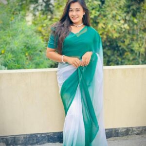 Elegant Georgette Saree in Vibrant Rainbow Shades for Special Occasions