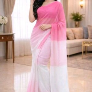 Elegant Georgette Saree in Vibrant Rongdhonu Design - Perfect for Any Occasion