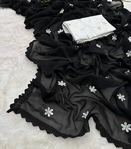 Elegant Georgette Saree with Matching Blouse Piece for Timeless Style