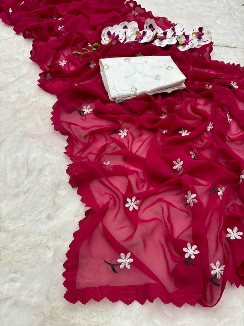 Elegant Georgette Saree with Matching Blouse Piece for Timeless Style % Elegant Georgette Saree with Matching Blouse Piece for Timeless Style