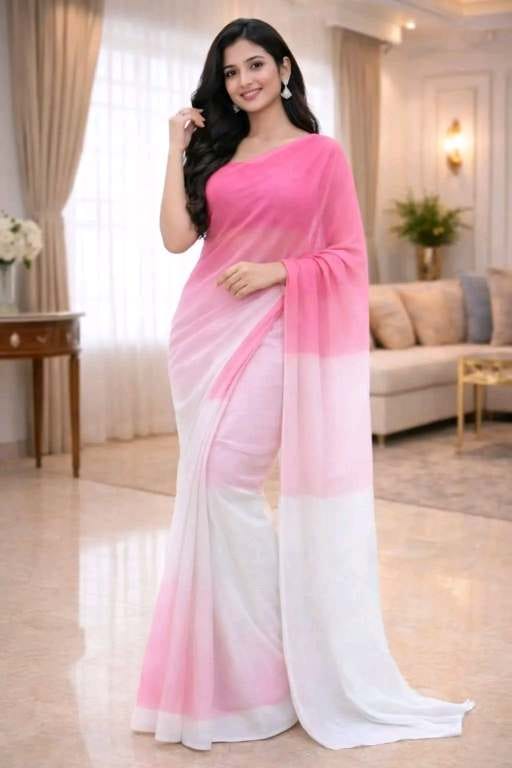 Elegant Georgette Saree with Vibrant Rongdhonu Design for Special Occasions % Elegant Georgette Saree with Vibrant Rongdhonu Design for Special Occasions