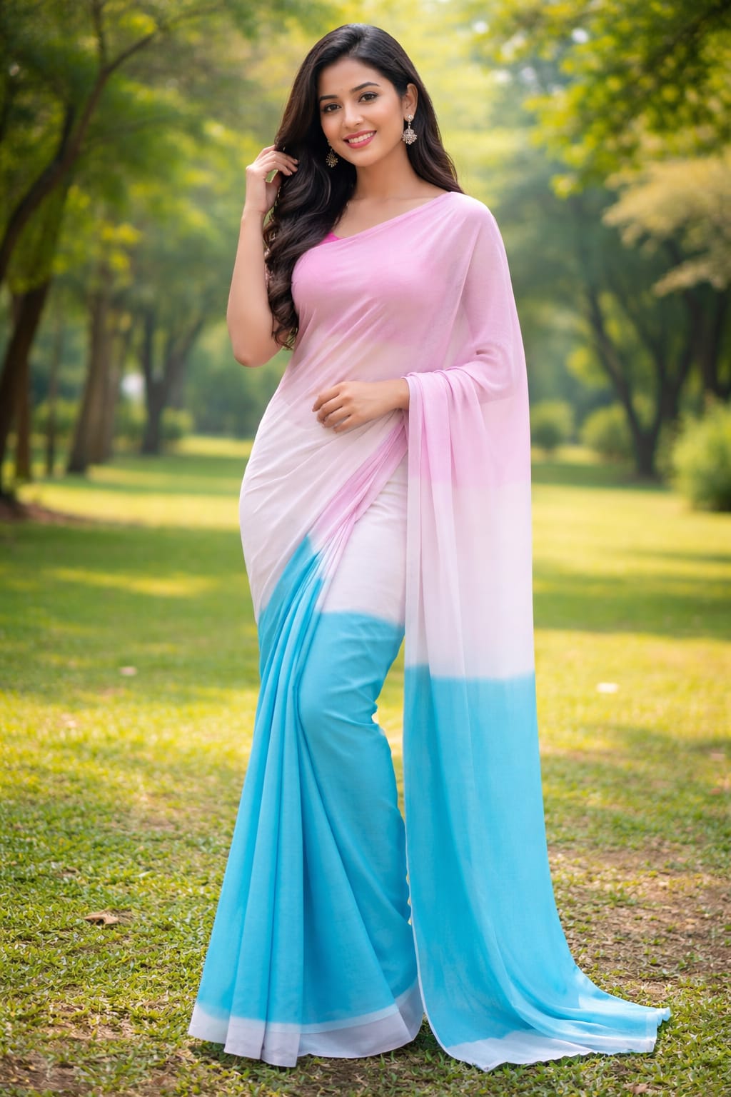 Elegant Georgette Saree with Vibrant Rongdhonu Design for Special Occasions % Elegant Georgette Saree with Vibrant Rongdhonu Design for Special Occasions