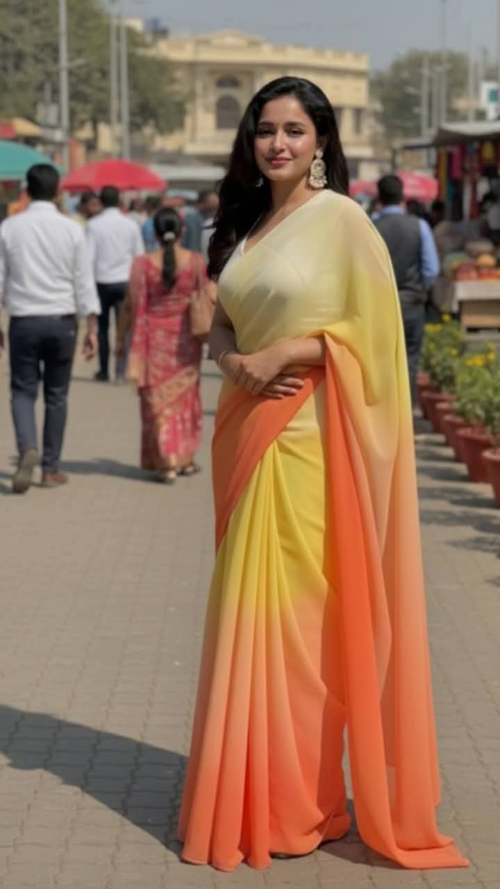 Elegant Georgette Saree with Vibrant Rongdhonu Design for Special Occasions % Elegant Georgette Saree with Vibrant Rongdhonu Design for Special Occasions