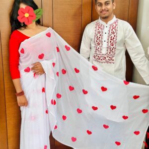 Elegant Georgette Sharee and Panjabi Couple Set for Special Occasions