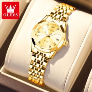Elegant Golden Women's OLEVS Watch - Stylish Timepiece for Every Occasion