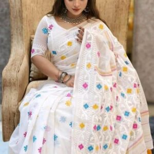 Elegant Half Silk Jamdani Print Saree – Timeless Indian Traditional Wear