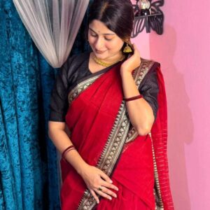 Elegant Handcrafted Nokshi Suti Saree - Traditional Bengali Weave