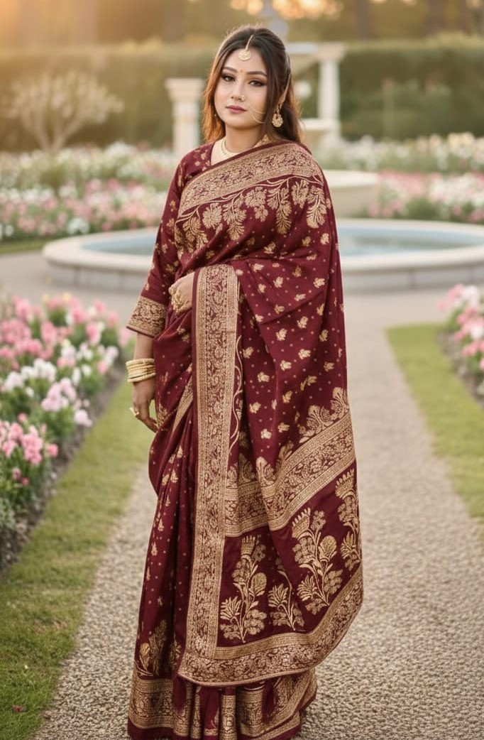 Elegant Japanese Silk Saree with Blouse Piece - Premium Quality Attire % Elegant Japanese Silk Saree with Blouse Piece - Premium Quality Attire