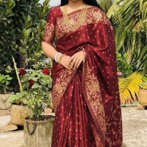 Elegant Japanese Silk Saree with Matching Blouse Piece for Timeless Style