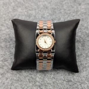 Elegant Ladies Quartz Watch with Crystal Bezel - Premium White Dial Bracelet