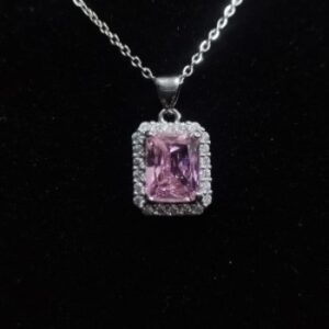 Elegant Pink Square Pendant Necklace – Stylish Jewelry for Every Occasion