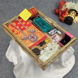 Elegant Red Silk Katan Saree Set - Luxury Combo for Special Occasions