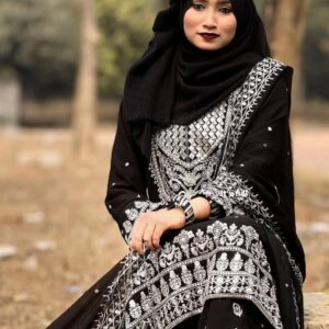 Elegant Sequined Embroidered Soft Jorjet Three-Piece Set for Stylish Outings