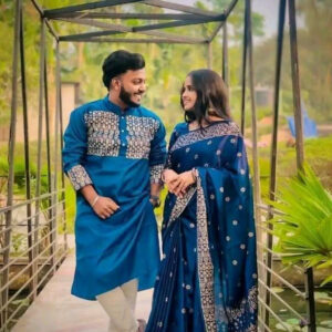 Elegant Sharee and Panjabi Couple Outfit Set for Special Occasions