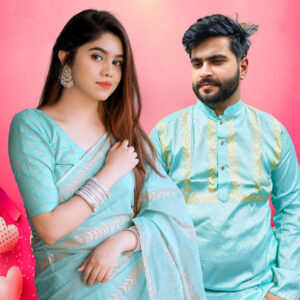 Elegant Sharee and Panjabi Couple Outfit Set for Special Occasions