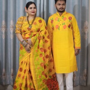 Elegant Sharee and Panjabi Couple Set - Perfect for Festive Occasions