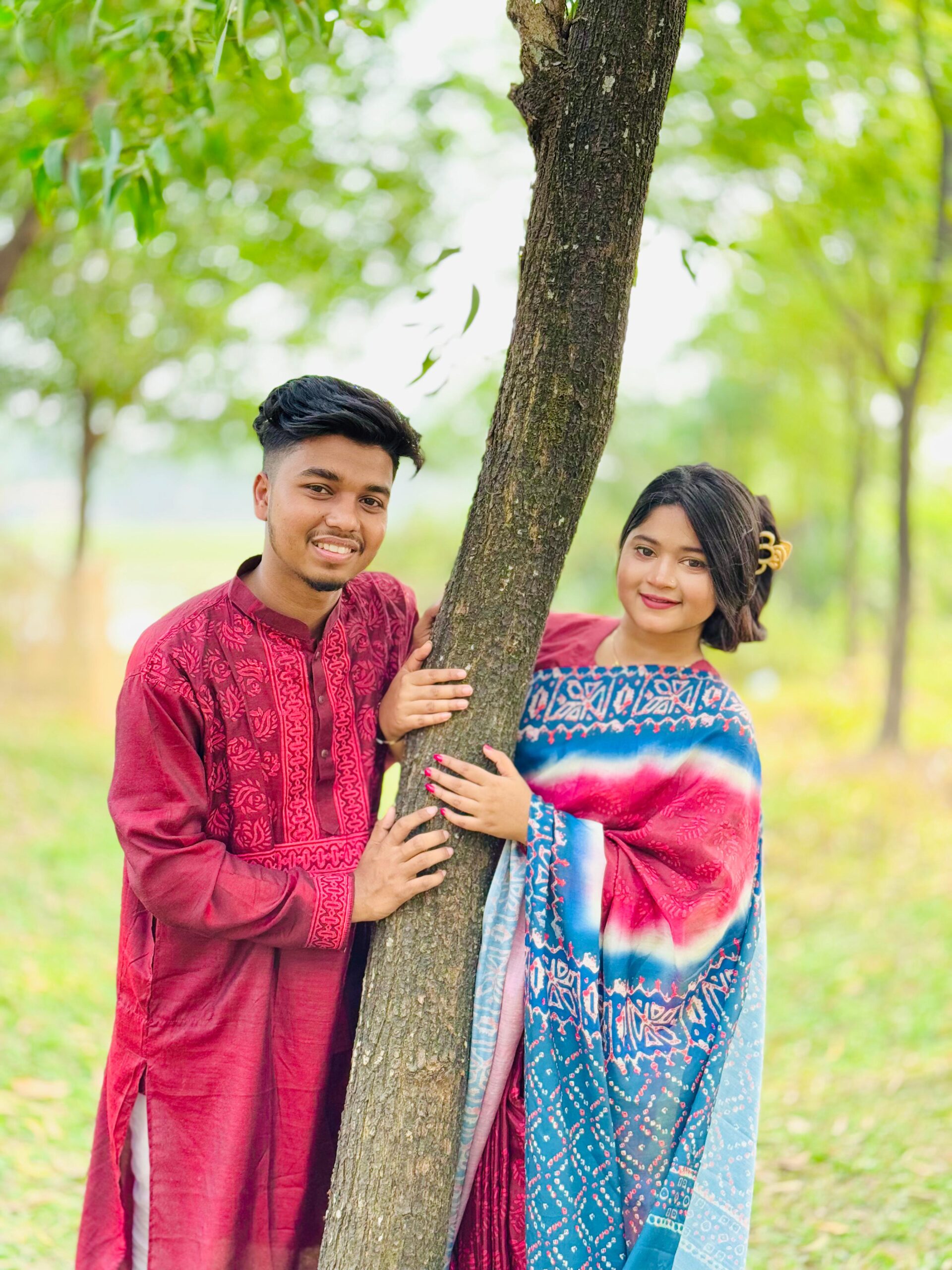 Elegant Sharee and Panjabi Couple Set - Premium Quality Traditional Attire % Elegant Sharee and Panjabi Couple Set - Premium Quality Traditional Attire