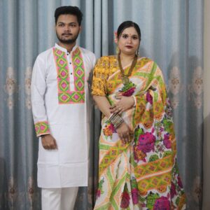 Elegant Sharee and Panjabi Couples Set – Perfect for Special Occasions