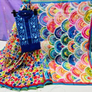Elegant Sharee and Panjabi Set for Couples with Blouse Piece
