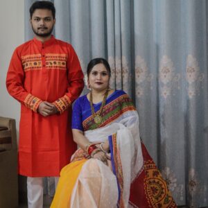 Elegant Sharee Panjabi Couple Set – Perfect Fusion of Tradition and Style