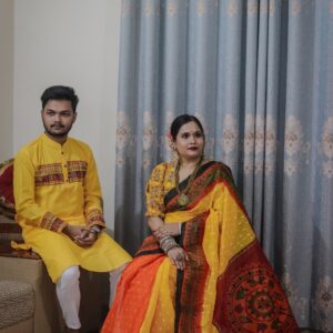 Elegant Sharee Panjabi Couple Set Without Blouse Piece for Stylish Duos