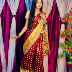 Elegant Silk Katan Saree - Luxurious Soft Fabric for Graceful Draping